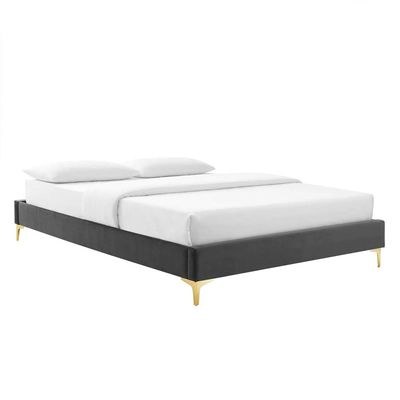 Sutton Velvet Super King Bed Frame 200x200cm-Charcoal-Elegant Upholstered Bed-Modern Design-Sturdy Base-Soft Fabric Finish-Ideal for Bedrooms & Villas - Image 3