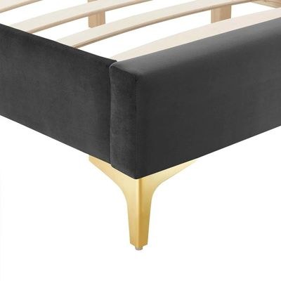 Sutton Velvet Super King Bed Frame 200x200cm-Charcoal-Elegant Upholstered Bed-Modern Design-Sturdy Base-Soft Fabric Finish-Ideal for Bedrooms & Villas - Image 4