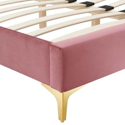 Sutton Velvet Single Bed Frame 100x200cm-Pink-Elegant Upholstered Bed-Modern Design-Sturdy Base-Soft Fabric Finish-Ideal for Bedrooms & Villas - Image 5
