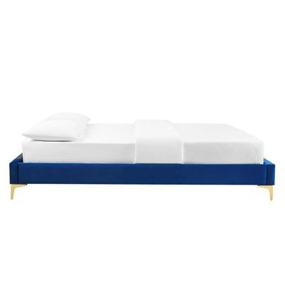 Sutton Velvet Super King Bed Frame 200x200cm-Navy Blue-Elegant Upholstered Bed-Modern Design-Sturdy Base-Soft Fabric Finish-Ideal for Bedrooms & Villas - Image 4