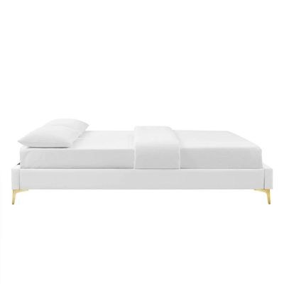 Sutton Velvet Single Bed Frame 100x200cm-White-Elegant Upholstered Bed-Modern Design-Sturdy Base-Soft Fabric Finish-Ideal for Bedrooms & Villas - Image 4
