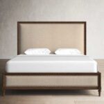 Addison Upholstered Queen Bed Frame 160x200cm-Beige-Elegant Upholstered Bed-Modern Design with Padded Headboard-Sturdy Base-Soft Fabric Finish-Ideal for Bedrooms & Villas