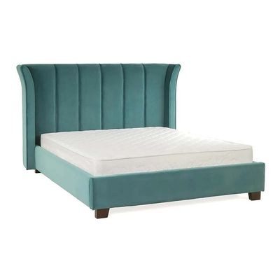 Morris Velvet Super King Bed Frame 200x200cm-Green -Elegant Upholstered Bed with Channel Tufted-Modern Design with Padded Headboard-Sturdy Base-Soft Fabric Finish-Ideal for Bedrooms & Villas