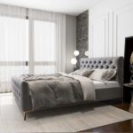 Alaysia Stitched Tufted Velvet Upholstery 120X200 Single Bed- Grey