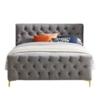 Alaysia Stitched Tufted Velvet Upholstery 120X200 Single Bed- Grey