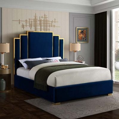 Harlen Velvet120X200 Single Bed/Navy Blue - Image 2