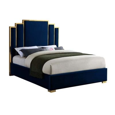 Harlen Velvet120X200 Single Bed/Navy Blue - Image 3