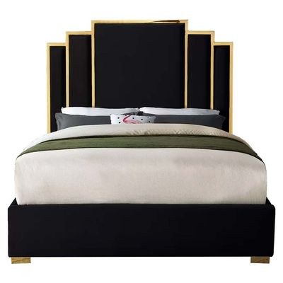 Harlen Velvet 180X200 King Bed/Black
