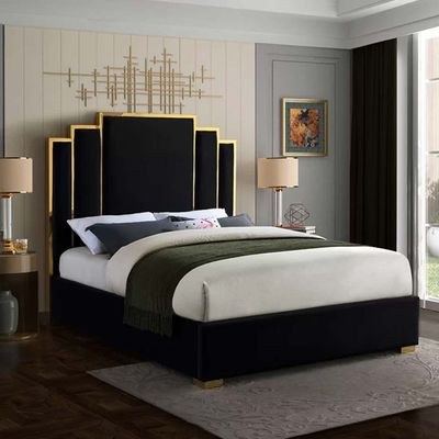 Harlen Velvet 180X200 King Bed/Black - Image 2