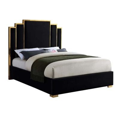 Harlen Velvet 180X200 King Bed/Black - Image 3