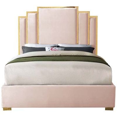 Harlen Velvet 180X200 King Bed/Pink