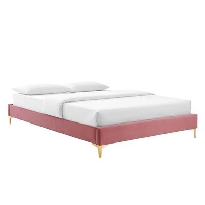 Sutton Velvet Single Bed Frame 100x200cm-Pink-Elegant Upholstered Bed-Modern Design-Sturdy Base-Soft Fabric Finish-Ideal for Bedrooms & Villas - Image 3