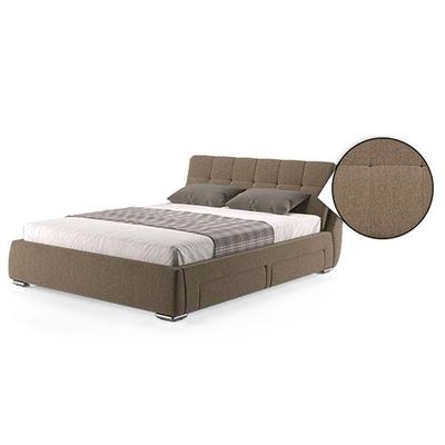 Vera Upholstered without Storage Super King Bed Frame 200x200cm-Brown-Elegant Upholstered Bed with Plush Headboard-Modern Design-Sturdy Base-Soft Fabric Finish-Ideal for Bedrooms & Villas - Image 2