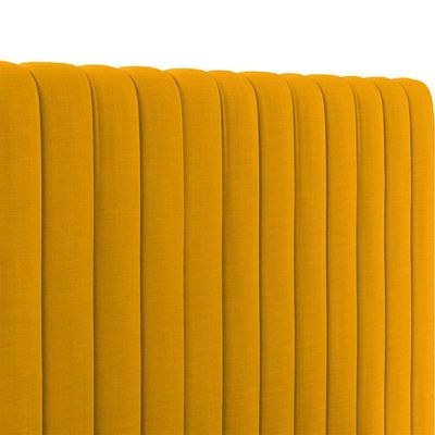 Megane Channel Tufted Super King Bed Frame 200x200cm-Yellow-Elegant Upholstered Bed with Channel Tufted-Modern Design with Wide Headboard-Sturdy Base-Soft Fabric Finish-Ideal for Bedrooms & Villas - Image 4