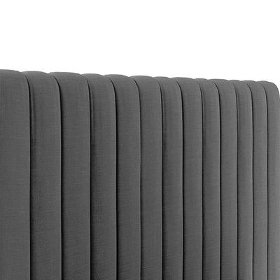 Megane Channel Tufted Super King Bed Frame 200x200cm-Grey-Elegant Upholstered Bed with Channel Tufted-Modern Design with Wide Headboard-Sturdy Base-Soft Fabric Finish-Ideal for Bedrooms & Villas - Image 4