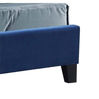 Purkey Upholstered Super King Bed Frame 200x200cm-Navy Blue-Elegant Upholstered Bed with Button Tufted-Modern Design with Wingback Headboard-Sturdy Base-Soft Fabric Finish-Ideal for Bedrooms & Villas - Image 4
