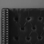 Aiden Velvet Super King Bed Frame 200x200cm-Black-Elegant Upholstered Bed with Button Tufted-Modern Design with Wing Headboard-Sturdy Base-Soft Fabric Finish-Ideal for Bedrooms & Villas