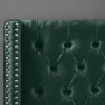 Aiden Velvet Super King Bed Frame 200x200cm-Green-Elegant Upholstered Bed with Button Tufted-Modern Design with Wing Headboard-Sturdy Base-Soft Fabric Finish-Ideal for Bedrooms & Villas