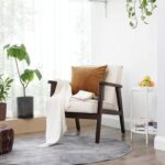 Songmics Modern UT-S048 Beige Stylish Lounge Wooden Sofa Chair for Home, Living Room, Dining Room, Lounge, Restaurant (51x56x75cm)