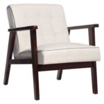 Songmics Modern UT-S048 Beige Stylish Lounge Wooden Sofa Chair for Home, Living Room, Dining Room, Lounge, Restaurant (51x56x75cm)
