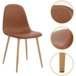Mahmayi HYDC001 Set of 4 Washable PU Cushion Seat Back Dining Chairs in Elegant Brown - Stylish and Comfortable Seating for Home Dining Spaces