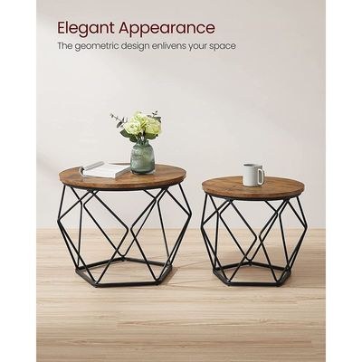 Vasagle LET040B01 Rustic Brown End Table - Set of 2 - Image 3