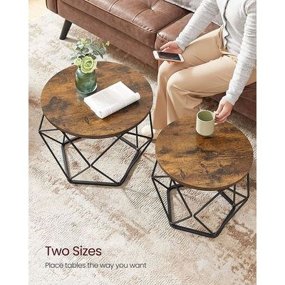 Vasagle LET040B01 Rustic Brown End Table - Set of 2 - Image 4
