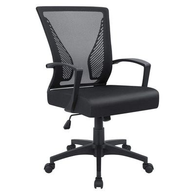 Mahmayi Mid Back Swivel Lumbar Support Mesh Office Chair - Ergonomic Design for Comfortable Work, Adjustable Height, Breathable Fabric - Ideal for Home or Office Use - Black - Image 2