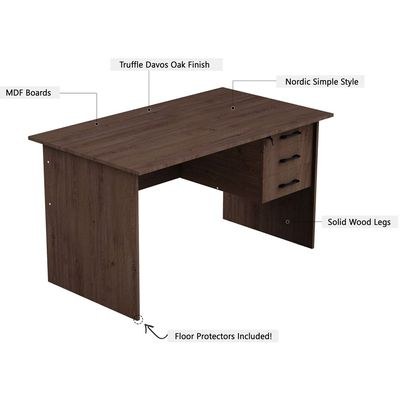 Solama MP1-1260 Writing Table with Hanging Drawers - Brown - Image 3