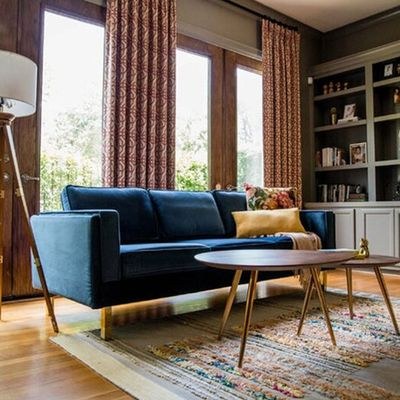 Nebula 3 Seater Velevt Sofa -Navy Blue- L220cm x W86 x H 81cm - Image 3