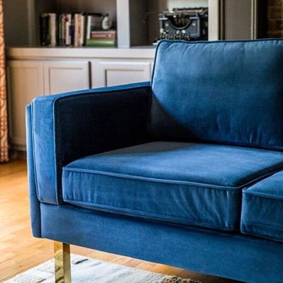 Nebula 3 Seater Velevt Sofa -Navy Blue- L220cm x W86 x H 81cm - Image 4