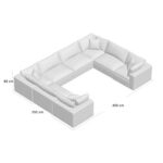 Novara 8 Seater Fabric Sofa -Navy Blue - L400cm x W292cm x H88cm