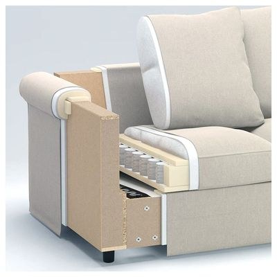 Ambrosian 4 Seater Fabric Corner Sofa - White - L164cm x W328cm x H104cm - Image 5