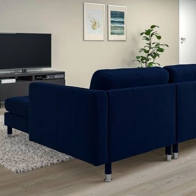 Havenic 3 Seater Velvet Corner Sofa - Navy Blue -L158cm x W240cm x H78cm - Image 2
