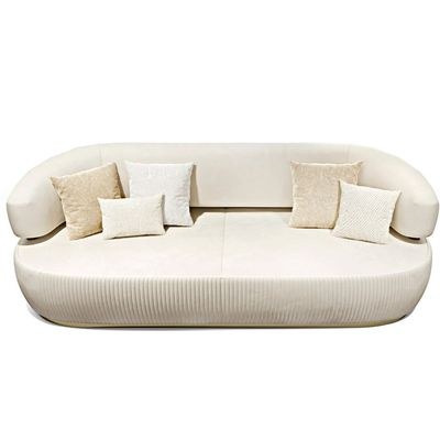Nova 3 Seater Velvet Sofa - Ivory- L230cm x W110cm x H86cm - Image 3