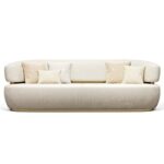 Nova 3 Seater Velvet Sofa - Ivory- L230cm x W110cm x H86cm