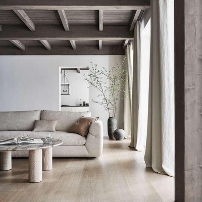 Italian Pearl 4 Seater Sofa Fabric - Ivory - L 245cm x W 110cm x H 78cm