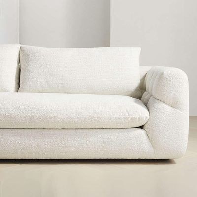 Italian Pearl 4 Seater Sofa Fabric - Ivory - L 245cm x W 110cm x H 78cm - Image 3