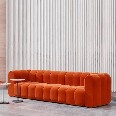 Yawalrack Modern 3-Seater Velvet Sofa - Orange - L 220cm x W 72cm x H 85cm - Image 3