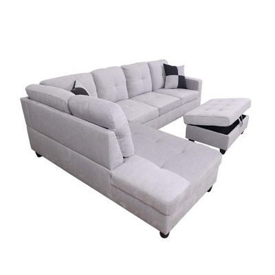Marclapy 7 Seater Corner sofa with Storage Fabric - Gray - L 280cm x W 200cm x H 88cm - Image 4
