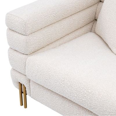 New York Sofa 3 Seater Fabric Sofa - White - L 230cm x W 95cm x H 70cm - Image 4
