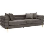 New York Sofa 3 Seater Fabric Sofa - Grey - L 230cm x W 95cm x H 70cm