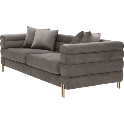 New York Sofa 3 Seater Fabric Sofa - Grey - L 230cm x W 95cm x H 70cm - Image 3