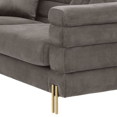 New York Sofa 3 Seater Fabric Sofa - Grey - L 230cm x W 95cm x H 70cm - Image 5