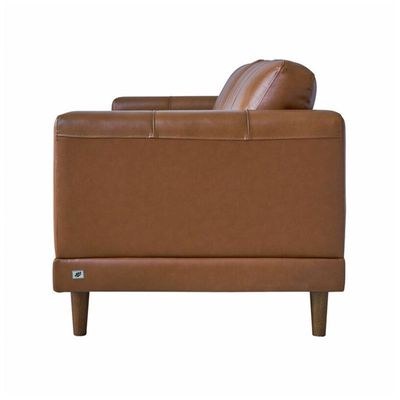 Smarm 3 Seater Pu Leather Sofa - Brown - L 205cm x W 93cm x H 86cm - Image 3