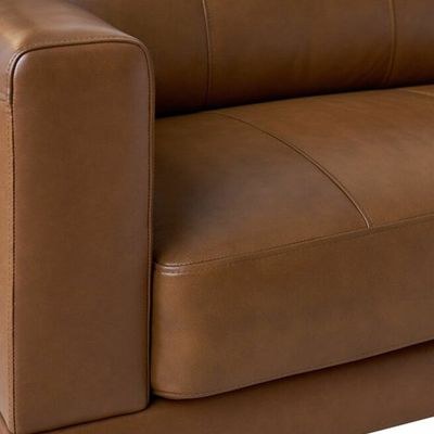 Smarm 3 Seater Pu Leather Sofa - Brown - L 205cm x W 93cm x H 86cm - Image 4