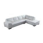 Marcels Wide 5 Seater Corner sofa PVC Leather Sofa & Chaise - Ivory - L 220cm x W 180cm x H 78cm