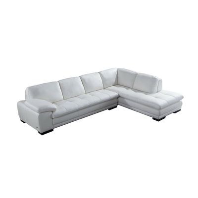 Marcels Wide 5 Seater Corner sofa PVC Leather Sofa & Chaise - Ivory - L 220cm x W 180cm x H 78cm