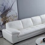 Marcels Wide 5 Seater Corner sofa PVC Leather Sofa & Chaise - Ivory - L 220cm x W 180cm x H 78cm