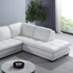 Marcels Wide 5 Seater Corner sofa PVC Leather Sofa & Chaise - Ivory - L 220cm x W 180cm x H 78cm